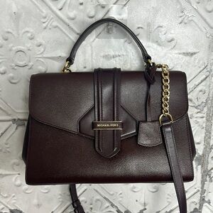 Michael Kors dark wine Leather Handbag